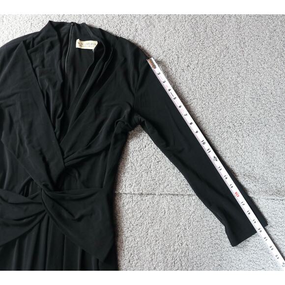 MM LaFleur Dress Womens 6 Black Blair 2.0 Ruched Twist Long Sleeve Midi Zip Up - Picture 11 of 13